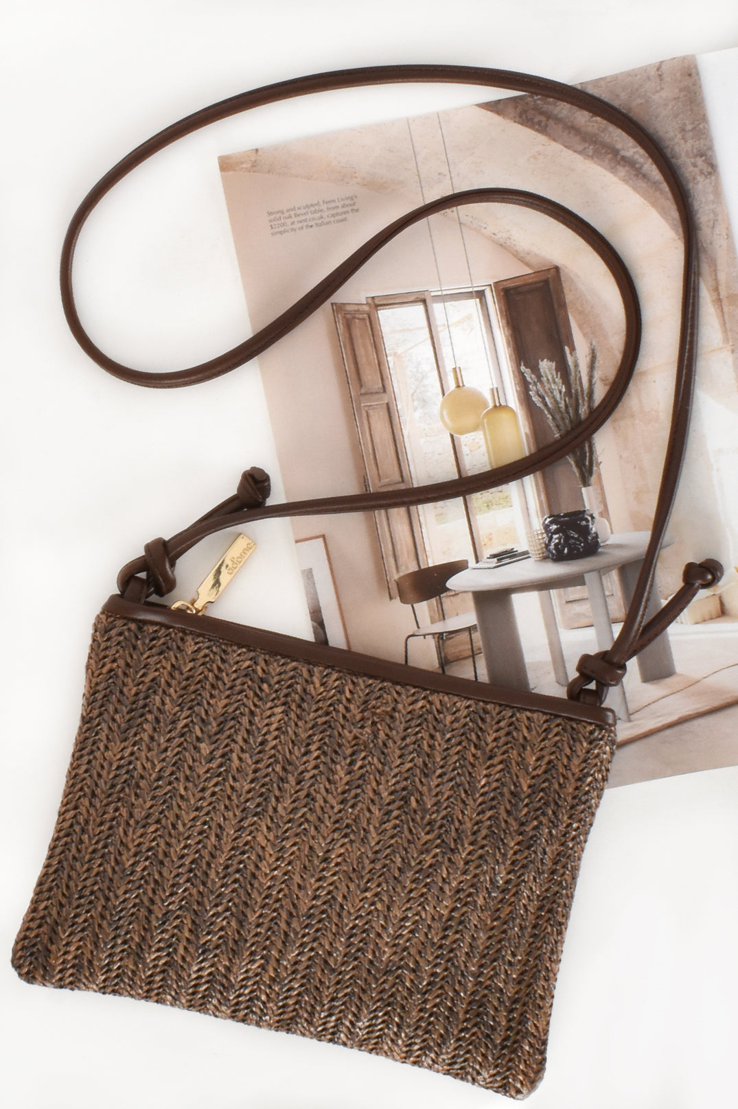 MELEAH FAUX WEAVE CROSSBODY BAG